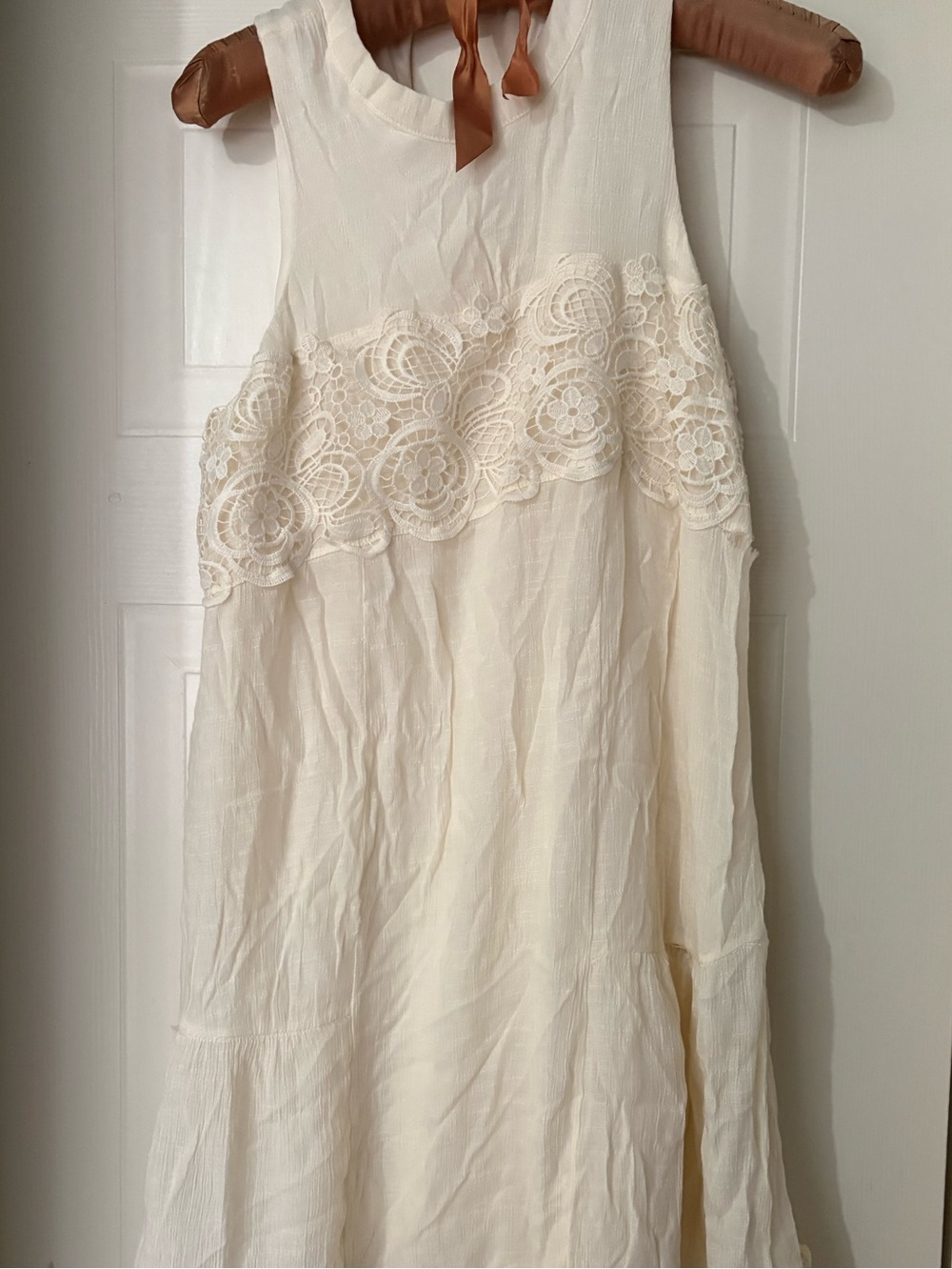 Girls Cream Lace-Trim Sundress